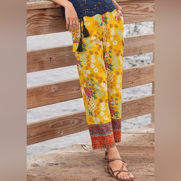 Sundance Pants - Sundance Floral Yellow Lounge Pants petite XS